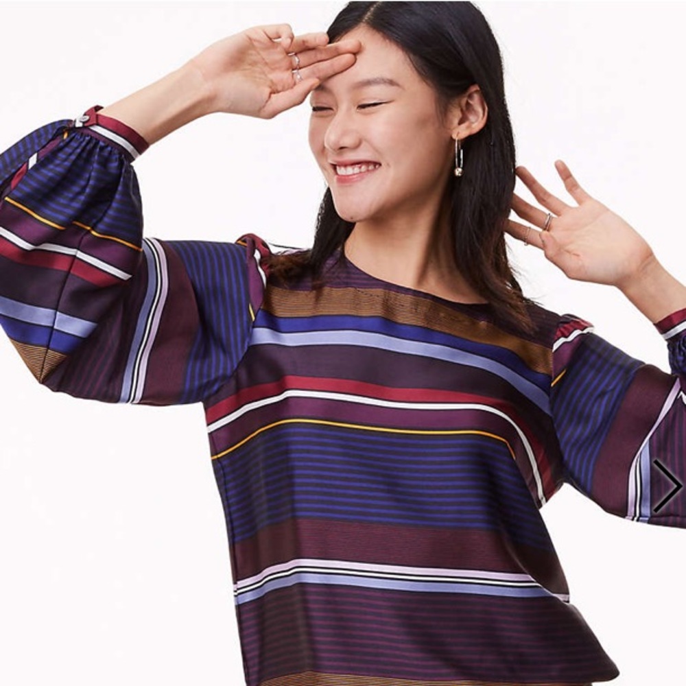 LOFT Women’s Colorful Stripe Blouse Size Small NWT